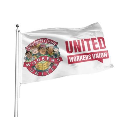 China Flying 100% 3x5ft Promotion Farm Workers Union - United Workers Union Flag with Two Grommets for sale