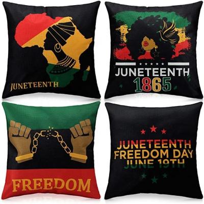 China Vivid colors & Clear Picture Juneteenth Pillow Cover 18 x 18 Inch Decorative Throw Square Juneteenth Pillowcase for sale