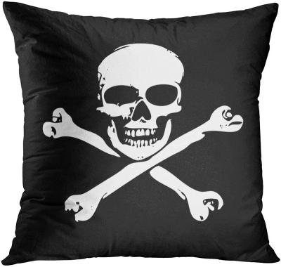 China Vivid colors & Clear Picture Pillow Covers Larger Crossbones Skeleton Jack Jolly Roger Pirate Bones Red Bandanna Decorative No Insert for sale