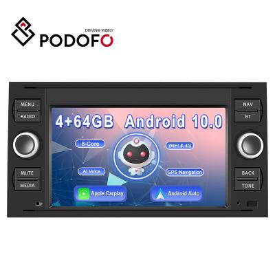 China Car GPS Podofo 4GB+64GB Carplay Android 10 2Din IPS 7