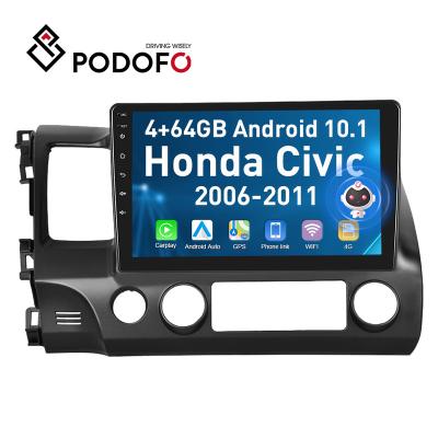 China ADI/HI-Res: 192khz/32bit ADI/HI-Res: 192khz/32bit Podofo 8 10.0 Core 4+64GB WIFI+4G Voice Car Radio Android AI Carplay 10.1” IPS GPS DSP FM/RDS/AM for Honda Civic 2006-2011 for sale