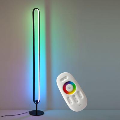 China Modern Cheap Modern Minimalist Indoor Living Room Bedroom RGB LED Remote Colorful Floor Lamps for sale