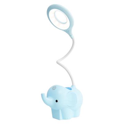 China Modern Creative Animal Led Elephant Table Lamp Charging Three-color Plug-in Dual-use Temperature Adjustable Table Study Lamp for sale