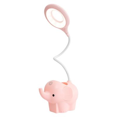 China Modern Cute Elephant Led Table Lamp Three-color Temperature Adjustable Plug-in Table Charging Dual Use Study Lamp for sale