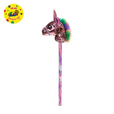 China Promotion Customized Plush Hobby Horse Gift Or Stick Toy With Sound And Wheels for sale