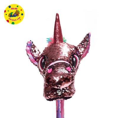 China Gift or Promotion Glitter Toys Horse Stick Riding Stick with Sound Stuffed Plush Horse Stick for sale