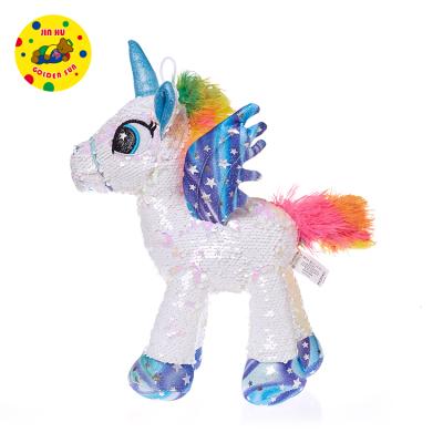 China Reversible Sequin Gift Or New Promotion Design Stuffed Large Rainbow Plush Unicorn Toy for sale