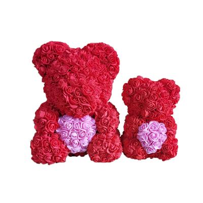 China High quality hot sales plush valentine gift teddy bear rose flower rose bear for sale