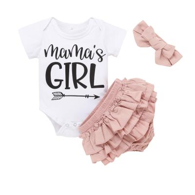 China Wholesale Summer Anti-Shrink Newborn Baby Clothes Sets Girl Tops And Pants Romper Baby Cute Mom Pink Clothes for sale