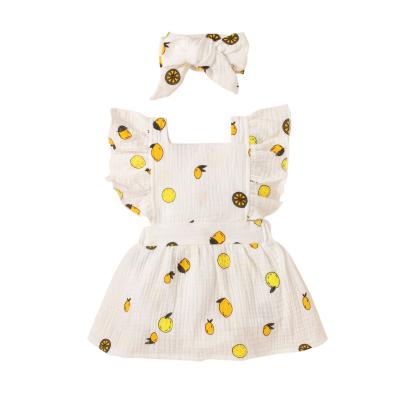 China Summer 2021children's clothes 100% cotton little fruit print girl overalls for sale