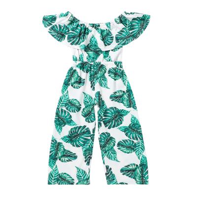 China 2021 Popular Anti-Wrinkle Kid's Girl Overalls Breathable Comfortable Anti-Shrink Quick Dry New Organic Cotton Ruffled Short Sleeve Print Overalls Kid Clothes Sets for sale