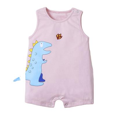 China Wholesale 2021 Summer Anti-wrinkle Comfortable Breathable Anti-Shrink Infant Girl Overalls Cartoon Sleeveless Wholesale Infant Animal Print Baby Clothes Sets for sale