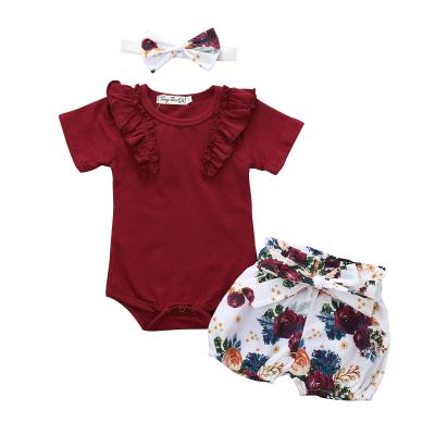 China 2020 Summer Breathable Newborn Baby Beach Heart Print Sleeveless Vest Tops And Red Pants Baby Clothes 2 Pcs for sale