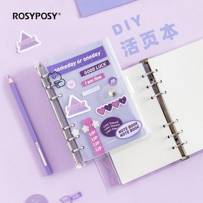 China New Spiral Cute Sheet PVC 6 Ring Binder Planner Notebooks Transparent Stationery A6 for sale