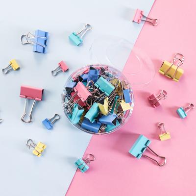 China New Colorful Metal Office School Metal Paper Binder Clip Set Stationery Supplies 6 Sizes Can Choose for sale