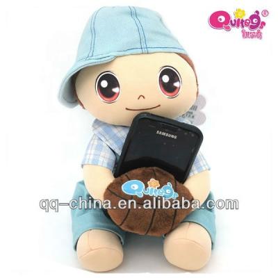 China Soft Sitting Toy Desk Rag Doll Mobile Phone Holder Rag Doll Stuffed Cute Plush Toy for sale