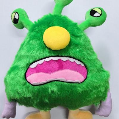 China Cartoon Toy Custom Design Cardboard Plush Monster Plush Toys Green Color Fury Bacteria Cute Gift Toys for sale