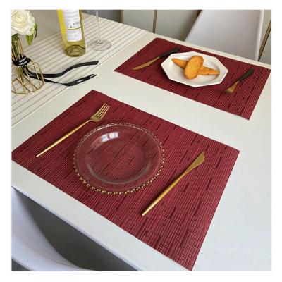 China Stripe 6 Heat-resistand Vinyl Table Runnerapply Kits to Hotel Wedding Party Holiday Dining Table (1 Table Runner and 6 Place Mats) for sale