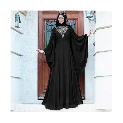 China Polyester Turkey New Arrivals Eid Dresses Muslim Women Ethnic Style Women Printed Round Neck High Waist Flare Sleeves Elegant Casual Dress for sale