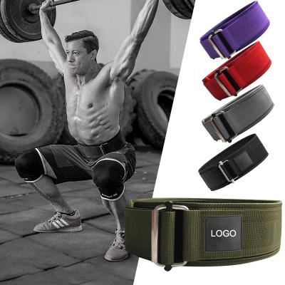 China Men's Self-Locking Strength Belt Bodybuilding Weightlifting Fitness Lfiting Weight Belt Waist Support Weight Lift Nylon Training Belt for sale