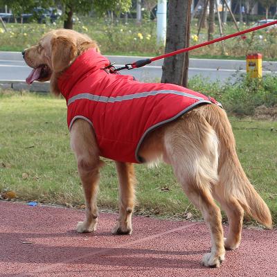 China Wholesale Fleece Waterproof Soft Outdoor Reflective Cotton Coat Winter Jacket Large Dog Pet Clothes Stored Warmly for sale