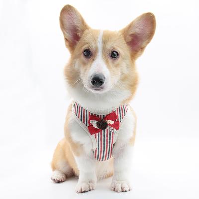 China Wholesale Reflective Stripe Printing Bow Tie Design Dog Pet Cat Harness The Small Lovely And Leash Set for sale