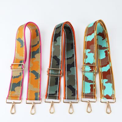 China Goods Wholesale 5CM Wide Bag Parts Accessories Pinch Belt Gold Webbing Shoulder Bag High Quality Camouflage Woven Straps for sale