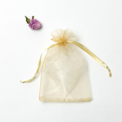 China Wholesale Promotion Gold Organza Bags 15x20cm Drawstring 6x8inches White Organza Gift Mesh Package Bag for sale