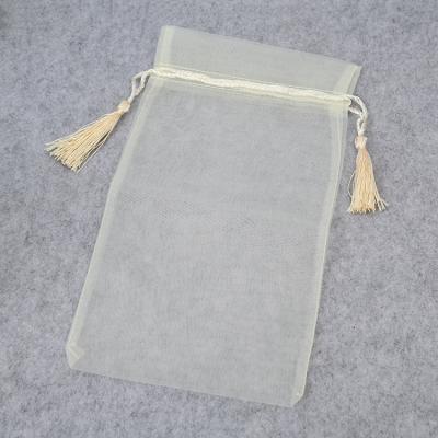 China Wholesale Promotion Organza Bags With Tassel 10x15cm Mesh Drawstring Gift Packaging Pouch Luxury for sale