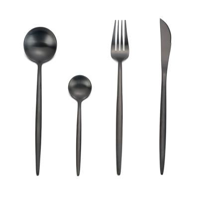 China Wholesale Stocked Rose Golden Black Stainless Steel Silver Spoon and Fork Set for sale