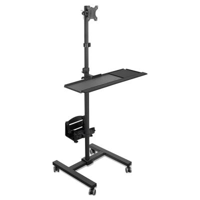 China Rolling (Height) Adjustable Computer Cart Mobile Workstation with Mobile Tray Monitor Mount and CPU Holder for Office and Industrial Use for sale