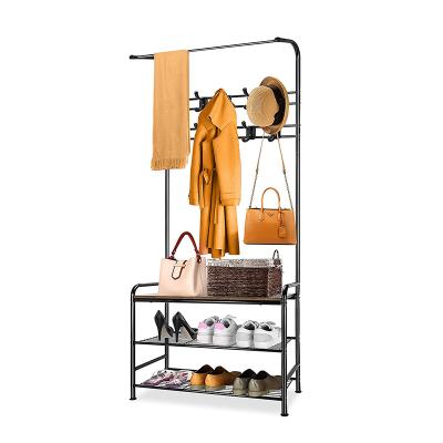 China Durable Industrial Pipe Clothing Rack Wood Shelving Shoes Rack Cloth Hanger Pipe Shelf for sale