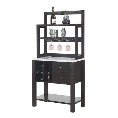 China (Other) Adjustable Ladder Style Home Bar Cabinet with Bar Top and Wine Rack, Bar Table Cabinet for sale