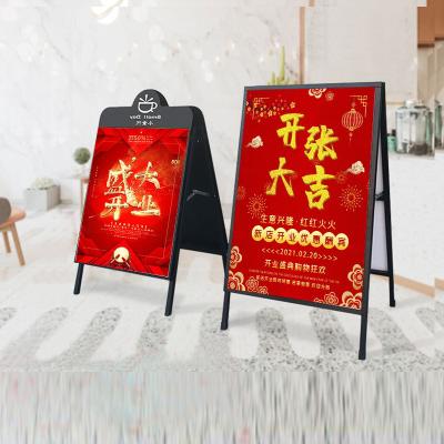 China Indoor Door One Frame Metal Poster Stand Up Outdoor Double Side Poster Holder for sale