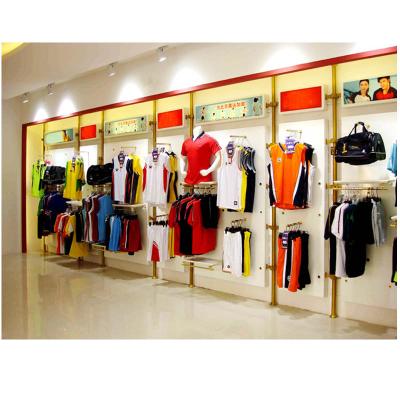 China Modern Wall Mounted Display Furniture Shop Retail Stores Clothing Rack Clothes Autopole Wall Display Clothing Rack for sale