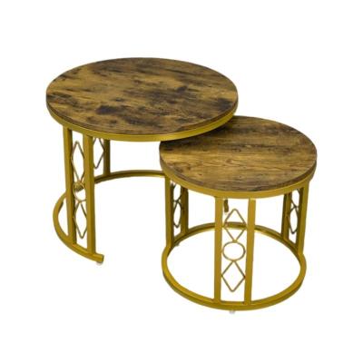 China (Other) Adjustable modern round nesting coffee table set of 2 for sale