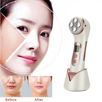 China Face Lift Beauty Portable RF Personal Care EMS 5 In 1 Led Skin Tightening Facial Massager Device for sale