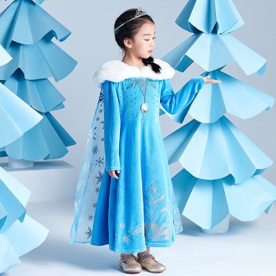 China Hot Dry Cleaning Skates Princess Skirt Autumn Winter Children's Dress Velvet Long Sleeve Skirt for sale