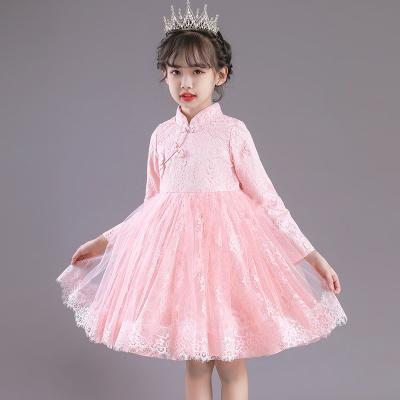 China Anti-wrinkle summer and autumn pompous gauze lace up children's dress princess party outdoor activities dress tight bubble skirt for sale