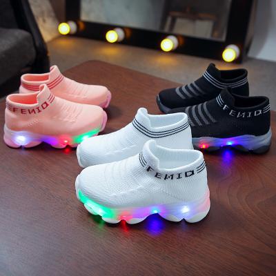 China Summer and autumn children's light sports with leisure light luminescent shoes LED shoes breathable canvas wear shoes for sale