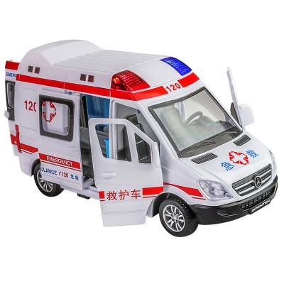 China Alloy Toy Simulation Emergency Vehicle Model 5 Die-Cast Open Door Toys Medical Children's Simulation Audible and Light Car for sale