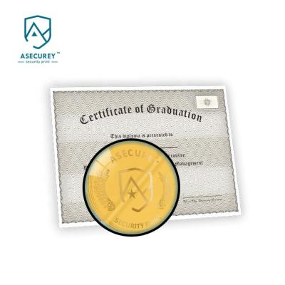 China Anti-Counterfeiting Service Printing Hot Stamping Gold Paper Graduation Holographic Anti-Counterfeiting Certificate With Fluorescent Fiber for sale