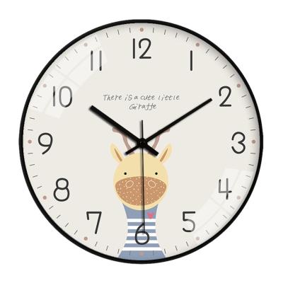 China Modern minimalist cartoon design 12 inch plastic quartz analog wall clock for kits home decoration for sale