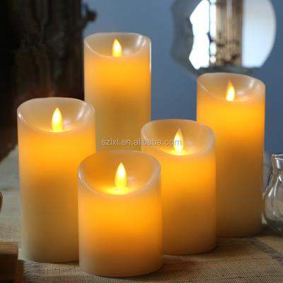 China Pillar Dancing Wick Flameless Wax Imitated Flameless LED Candle Swing Flame LED Pillar Wax Candle Light for sale