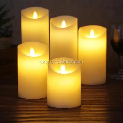 China Realistic Flameless Swing Flame Wax LED Pillar Candle Light / Moving Flame LED Candle Light for sale