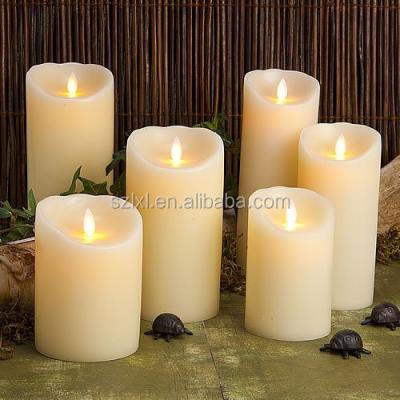 China Real Flameless Battery Operated Flickering LED Wax Candle with Dancing Flame Swing Flame LED Simulated Wax Candle Light for sale