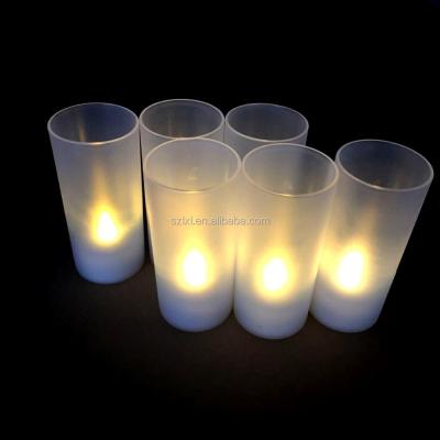 China Warm White Tea Light Holder Flamless Tealight LED Candle With Votive Holder LED Tealight Candle With Cup for sale