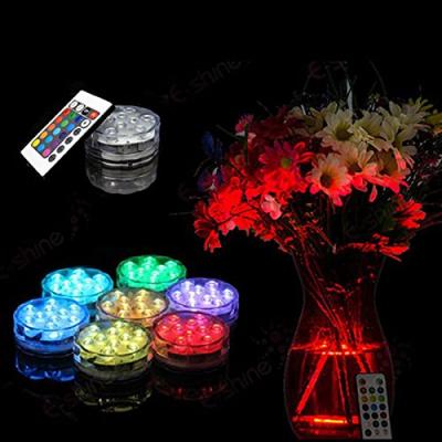 China 10LEDs 16 Colorsr Remote Control LED Submersible Light /2.8 Inch Multicolor Waterproof Vase Base Light For Wedding Centerpiece LXL-2810RC for sale