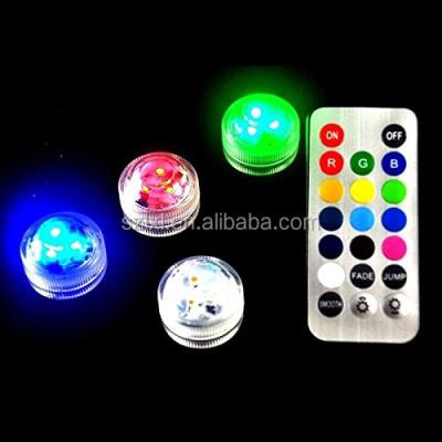 China Multicolor LED Remote Control Submersible Candle Light PS Plastic 3 LED Submersible Mini Light for wedding decoration. for sale