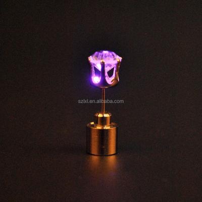 China Stainless Steel LED Light Up Earring Stud Diamond Flashing LED Colorful Earring For Party Girl for sale